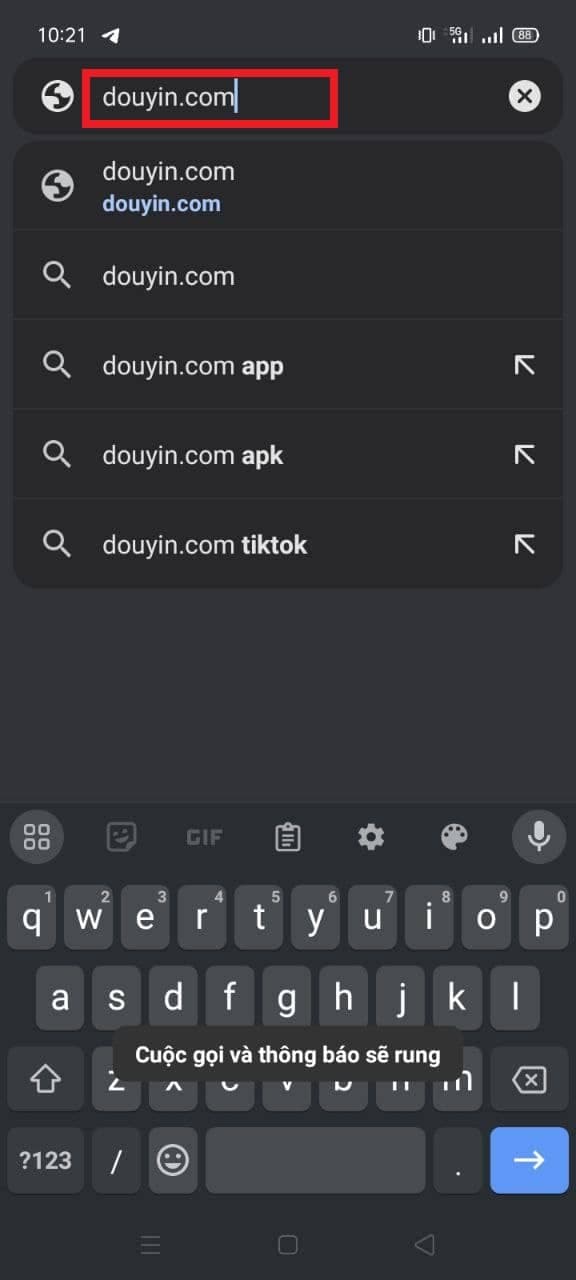 Douyin.com homepage showing the Android download button