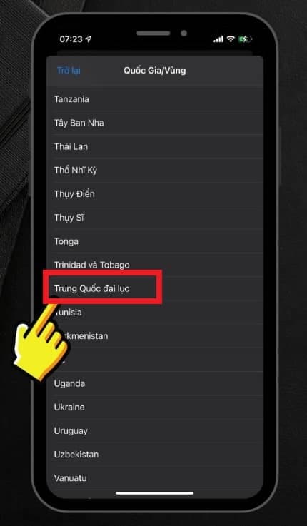 List of countries highlighting Mainland China